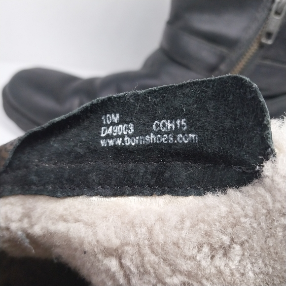 Born Kaia Size 10 M Black Leather Shearling Sheep Lined Ankle Boots Shoes - Picture 12 of 15